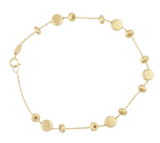 14kt Gold Bracelet with Multi Size Disc Stations