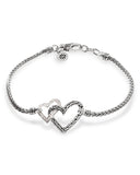 JOHN HARDY- Silver Double Heart Link with Diamonds Bracelet D.11TW