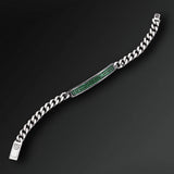 FRANCO P & SONS- Respect Medium Tag Bracelet in Silver and Emeralds