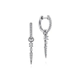 GABRIEL & CO- 14k White Gold Kaslique 10mm Diamond Huggie Earrings with Spike Drop