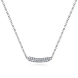 GABRIEL & CO- 14K White Gold Curved Pave Diamond Bar Necklace D.11TW