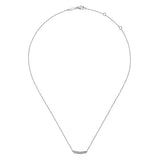 GABRIEL & CO- 14K White Gold Curved Pave Diamond Bar Necklace D.11TW