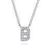 GABRIEL & CO- 14K White Gold Initial Diamond Pendant Necklace