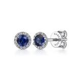GABRIEL & CO- 14K White Gold Diamond and Sapphire Stud Earrings
