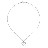 GABRIEL & CO- 14K White Gold Open Heart Diamond Pendant Necklace