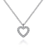 GABRIEL & CO- 14K White Gold Open Heart Diamond Pendant Necklace D.09TW