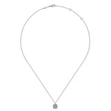 GABRIEL & CO- 14K White Gold Round Diamond with Cushion Halo Pendant Necklace