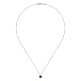 GABRIEL & CO- 14K White Gold Sapphire and Diamond Halo Pendant Necklace
