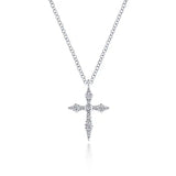 GABRIEL & CO- 14K White Gold Sculpted Diamond Cross Pendant Necklace D.10TW
