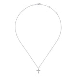 GABRIEL & CO- 14K White Gold Sculpted Diamond Cross Pendant Necklace D.10TW