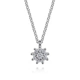 GABRIEL & CO- 14K White Gold White Sapphire Cluster Pendant Necklace