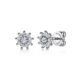 GABRIEL & CO- 14K White Gold White Sapphire Cluster Stud Earrings S.45