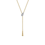 GABRIEL & CO- 14K White Yellow Gold Bujukan and Diamond Y Necklace