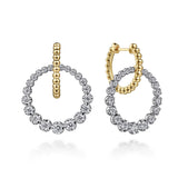 GABRIEL & CO- 14K White-Yellow Gold Bujukan Diamond Circle Huggies