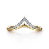 GABRIEL & CO- 14K White-Yellow Gold Diamond Chevron Ring D.06TW