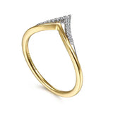 GABRIEL & CO- 14K White-Yellow Gold Diamond Chevron Ring D.06TW