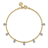 GABRIEL & CO- 14K White and Yellow Gold Bujukan White Sapphire Droplet Bracelet