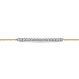 GABRIEL & CO- 14K White and Yellow Gold White Sapphire Bar Bracelet
