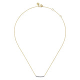 GABRIEL & CO- 14K White and Yellow Gold White Sapphire Bar Necklace