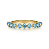 GABRIEL & CO- 14K Yellow Gold Blue Topaz Stackable Ring