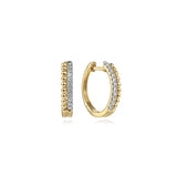 GABRIEL & CO- 14K Yellow Gold Bujukan Pave 10mm Diamond Huggie Earrings D.11TW