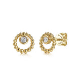 GABRIEL & CO- 14K Yellow Gold Bujukan and White Sapphire Stud Earrings
