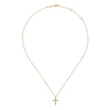 GABRIEL & CO- 14K Yellow Gold Diamond Cross Pendant Necklace D.01TW