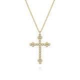 GABRIEL & CO- 14kt Yellow Gold Diamond Cross Pendant Necklace