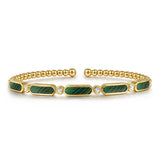 GABRIEL & CO- 14K Yellow Gold Diamond and Malachite Bujukan Bangle