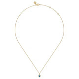 GABRIEL & CO- 14K Yellow Gold London Blue Topaz Bujukan Teardrop Pendant Necklace