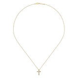 GABRIEL & CO- 14K Yellow Gold Marquise Shaped Diamond Cross Necklace D.09TW