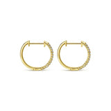 GABRIEL & CO- 14K Yellow Gold Prong Set 15mm Round Classic Diamond Hoop Earrings