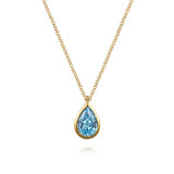 GABRIEL & CO- 14K Yellow Gold Teardrop Blue Topaz Pendant Necklace
