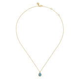 GABRIEL & CO- 14K Yellow Gold Teardrop Blue Topaz Pendant Necklace