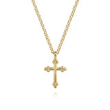 GABRIEL & CO- 14K Yellow Plain Gold Bujukan 12mm Cross Necklace