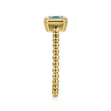 GABRIEL & CO- 14K Yellow Plain Gold Bujukan and Blue Topaz Stackable Ring