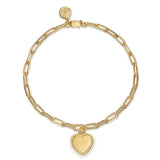 GABRIEL & CO- 14K Yellow Plain Gold Paperclip Chain Bracelet with Bujukan Framed Heart Charm