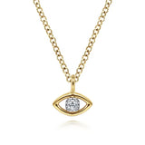 GABRIEL & CO- 14K Yellow-White Gold Diamond Evil Eye Pendant Necklace D.03TW