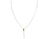 14kt Gold Cable Chain with Ball and Drop Bar Necklace