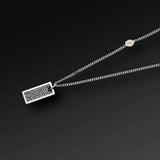 FRANCO P & SONS- Respect Plate Necklace in Silver and Black Diamonds