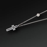 FRANCO P & SONS- Respect Cross Necklace in Silver and Black Diamonds
