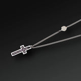 FRANCO P & SONS- Respect Cross Necklace in Silver and Rubies