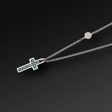 FRANCO P & SONS- Respect Cross Necklace in Silver and Emeralds