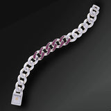 FRANCO P & SONS- Respect Half Groumette Bracelet in Silver and Rubies