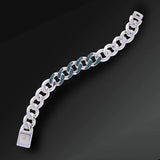 FRANCO P & SONS- Respect Half Groumette Bracelet in Silver and Saphirres