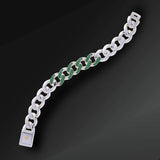 FRANCO P & SONS- Respect Half Groumette Bracelet in Silver and Emeralds