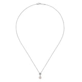GABRIEL & CO- 14K White Gold Cultured Pearl and Floral Diamond Pendant Necklace