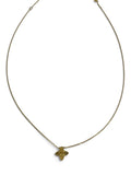 14kt Gold 3D Pointed Clover Necklace   16+1