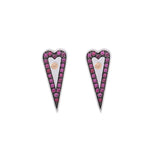 FRANCO P & SONS- Mystic Heart Earring in Silver and Natural Stones - Rhodolite