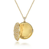 GABRIEL & CO- 25-inch 14K Yellow Gold Round Filigree and Diamond Locket Necklace